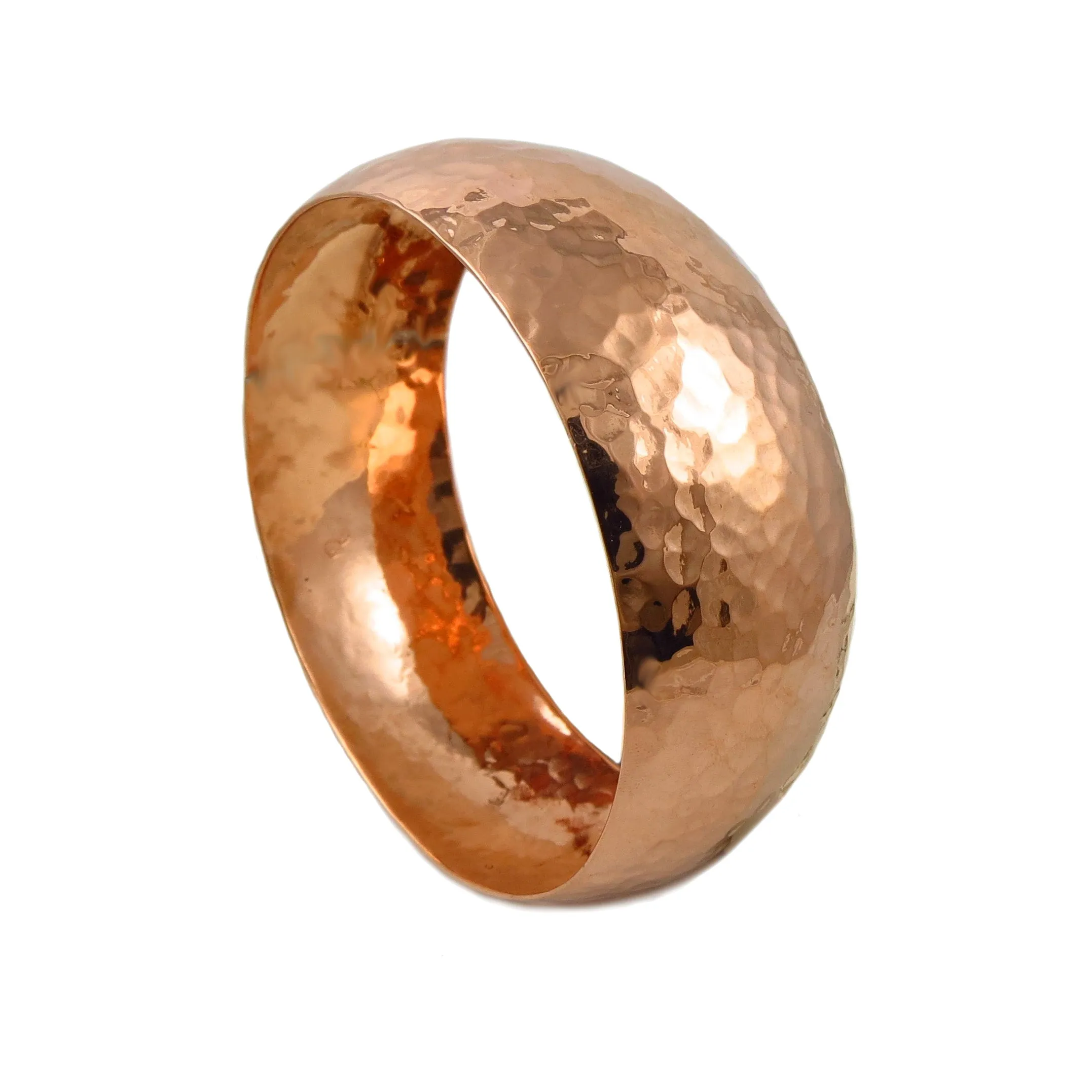 Large Solid Hammered Copper Bangle Cuff