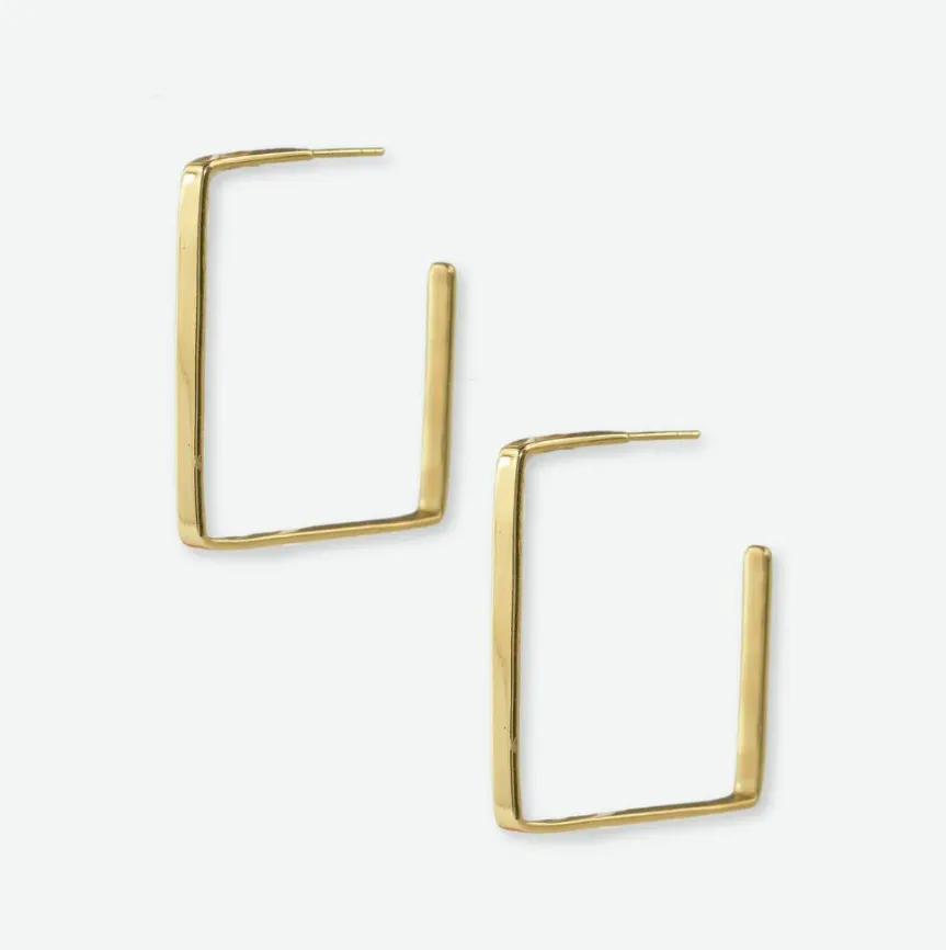 Leah Square Hoop Earrings | Ink   Alloy