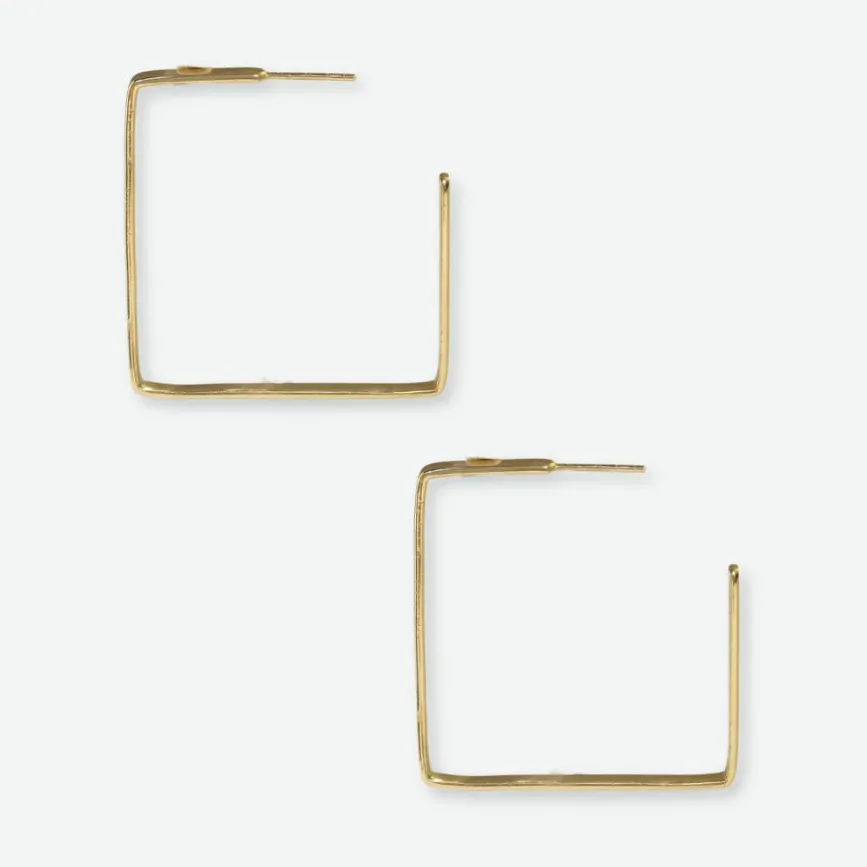 Leah Square Hoop Earrings | Ink   Alloy