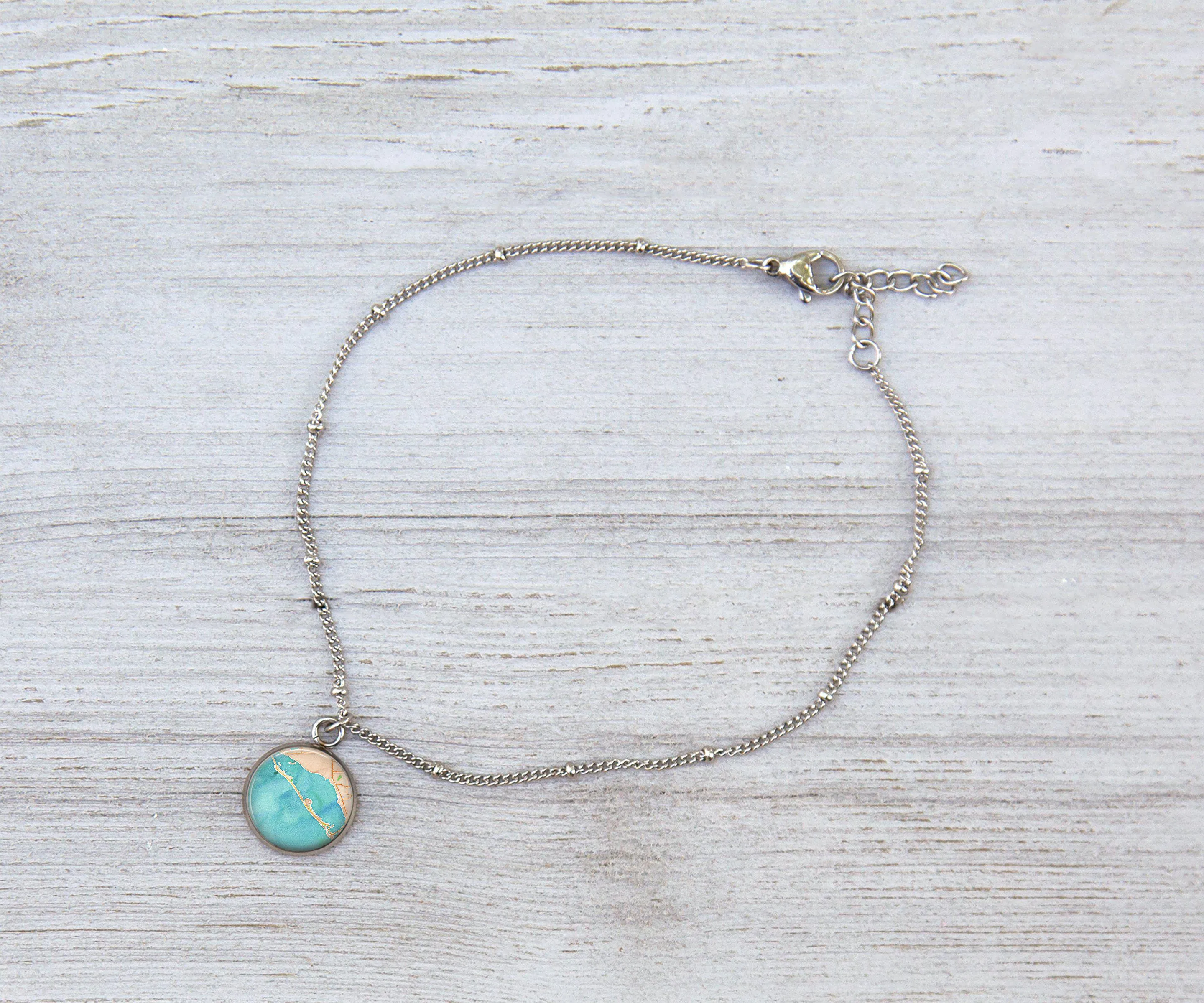 Longboat Key Island Watercolor Anklet | Handmade Jewelry