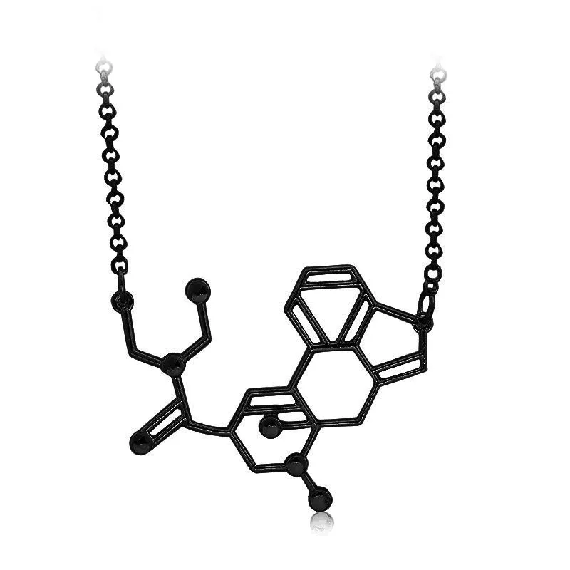 LSD aka acid Chemical Molecule Structure Pendant Necklace BFF Gift For Men & Women Black Gold Silver Wholesale