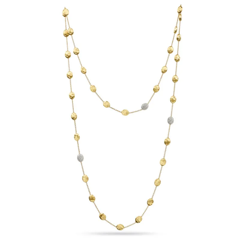 Marco Bicego Siviglia Collection 18K Yellow Gold and Diamond Large Bead Long Necklace