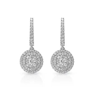 Marianna 1 Carat Round Cut Diamond Drop Earrings in 18k White Gold