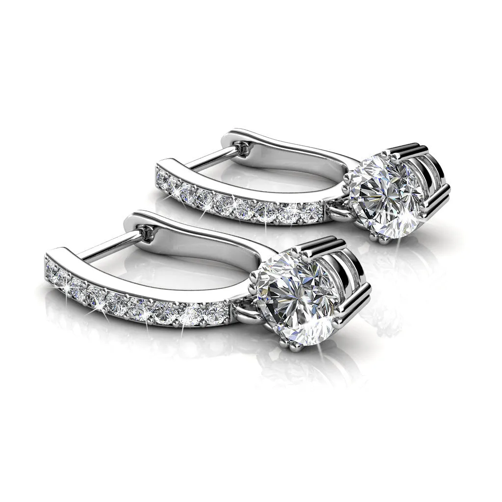 McKenzie 18k White Gold Plated Drop Dangle Crystal Earrings for Women