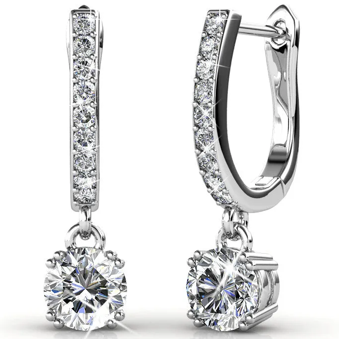 McKenzie 18k White Gold Plated Drop Dangle Crystal Earrings for Women