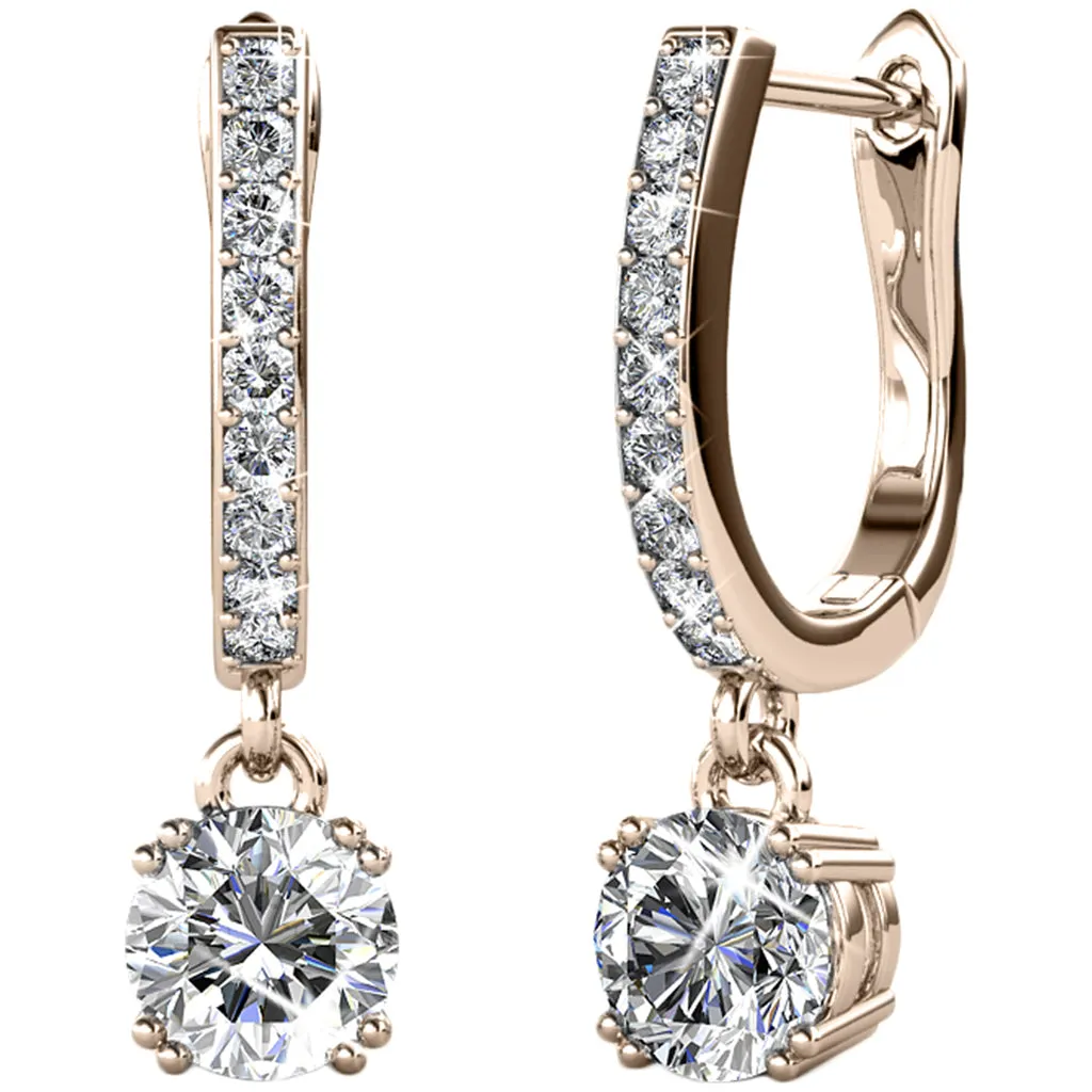 McKenzie 18k White Gold Plated Drop Dangle Crystal Earrings for Women