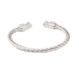 Men's Sterling Silver Bangle Bracelet with Dragon Design