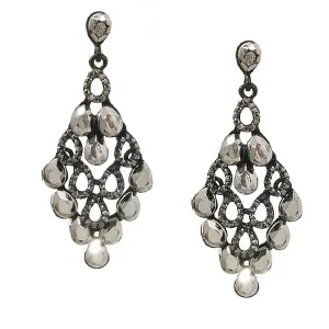 Metal with Stone Drop Earrings