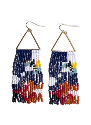 Metch Navy Blue Fringe Earrings