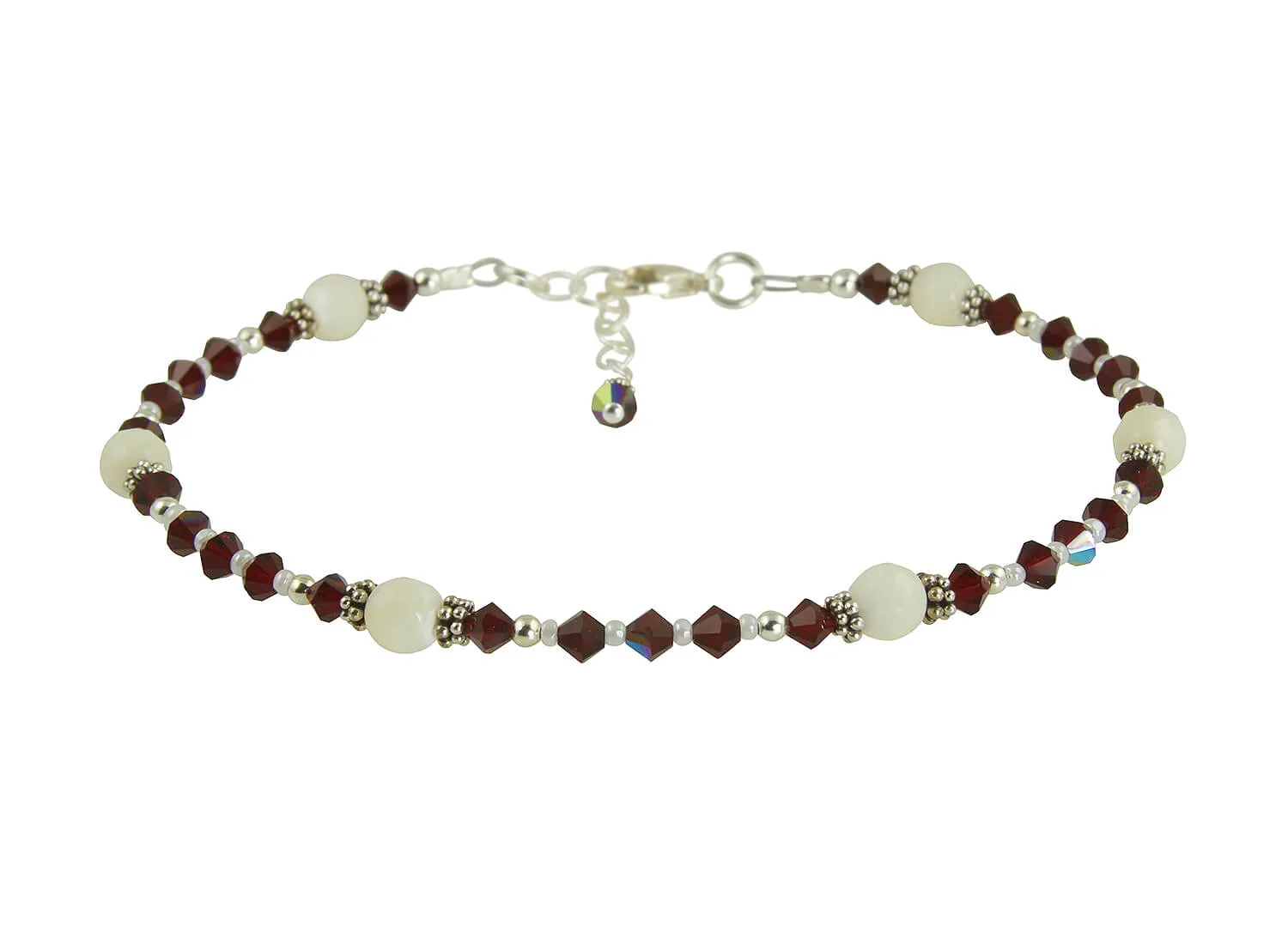 Mother of Pearl Crystal Beaded Anklet