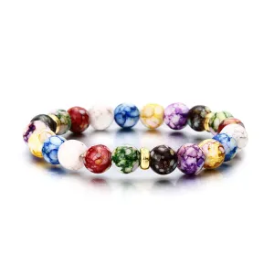 Natural Agate Stone Colorful Yoga Energy Bracelet