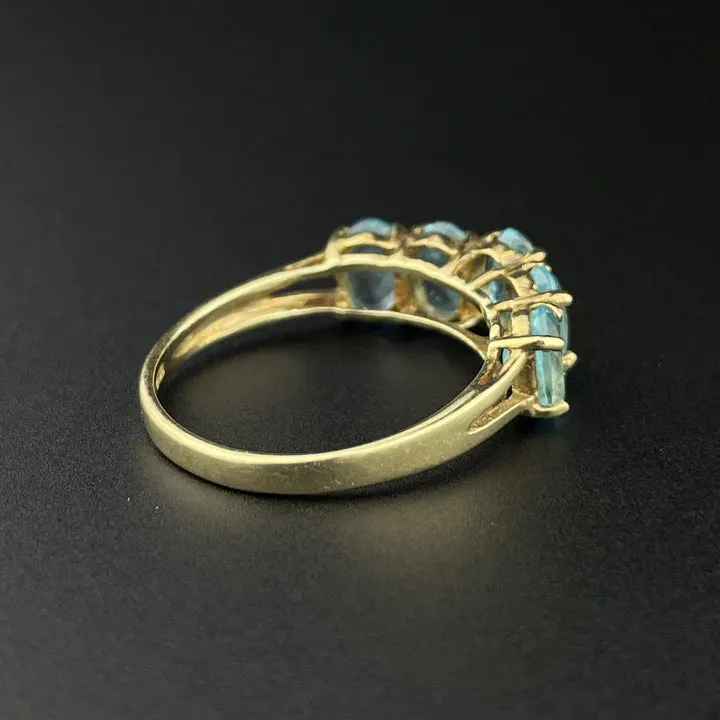 Natural Blue Topaz Half Eternity Engagement 14k Gold Vermeil Ring