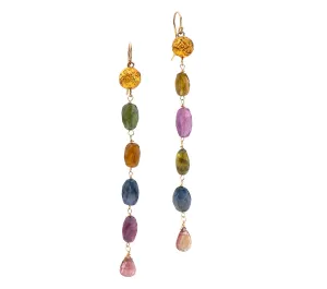 Nava Zahavi Yellow Gold Colorful Dangling Tourmaline Earrings