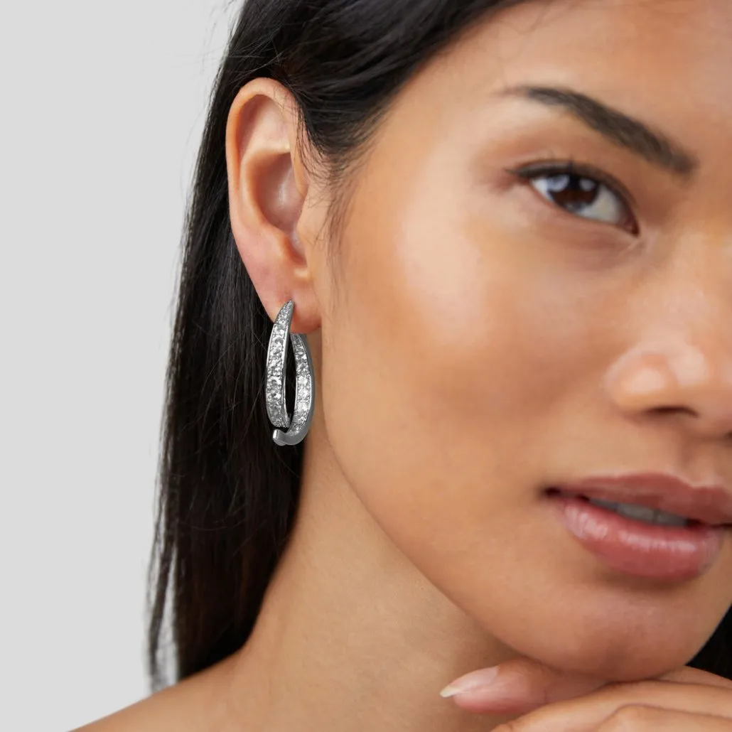 Neesa Silver Crystal Drop Earrings