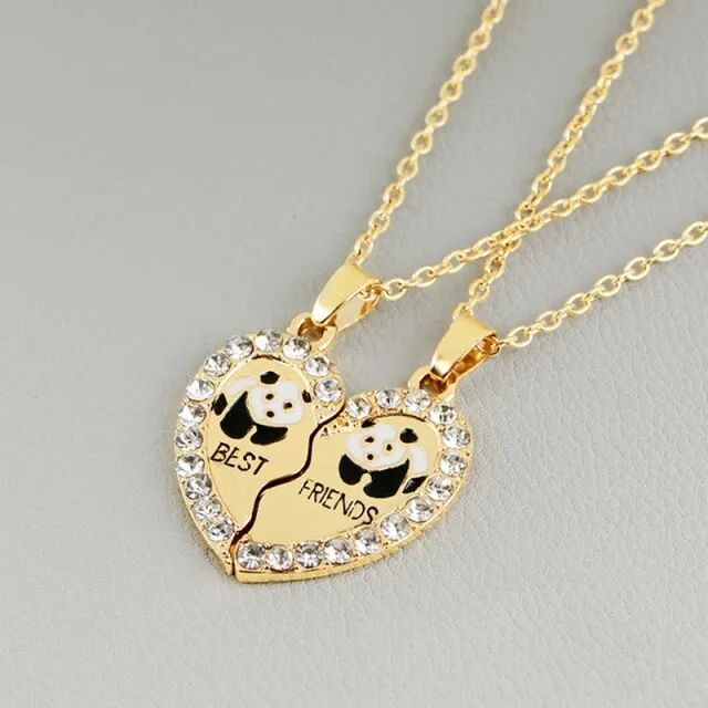 New 2 PCS/Set Animal Best Friends Friendship Couple Two Parts Pendant Necklace Best Gifts For Men Women BFF Jewelry Wholesale