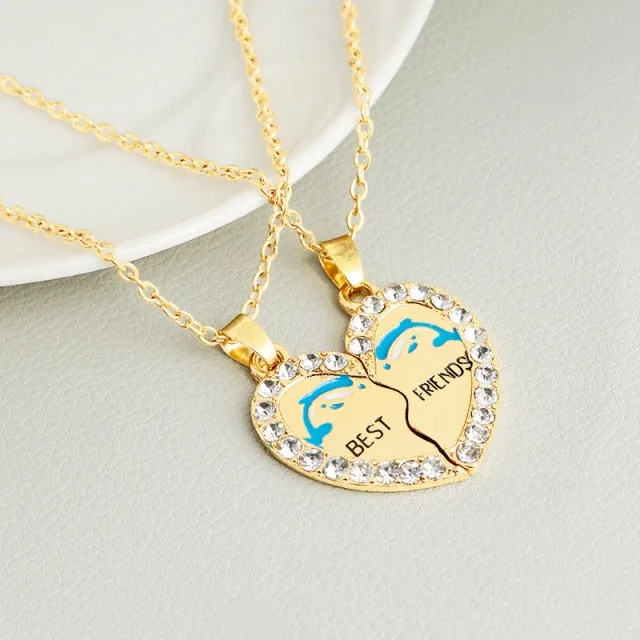 New 2 PCS/Set Animal Best Friends Friendship Couple Two Parts Pendant Necklace Best Gifts For Men Women BFF Jewelry Wholesale