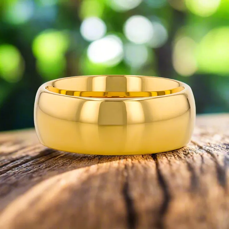 ORO | Gold Tungsten Ring, High Polished, Domed