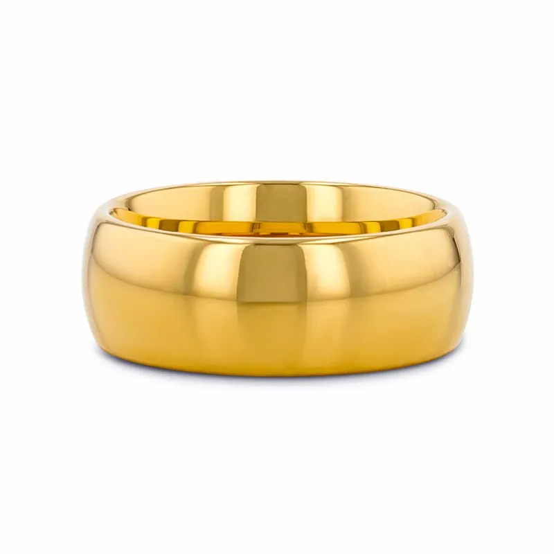 ORO | Gold Tungsten Ring, High Polished, Domed