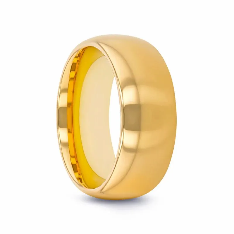 ORO | Gold Tungsten Ring, High Polished, Domed