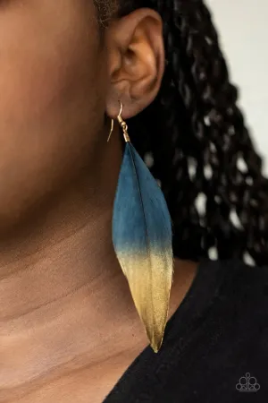 Paparazzi Earring ~ Fleek Feathers - Blue