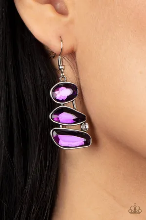 Paparazzi Earring ~ Gem Galaxy - Purple