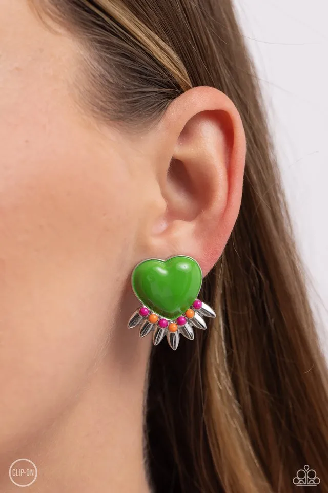 Paparazzi Earring ~ Spring Story - Green