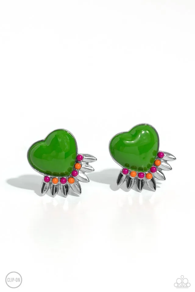 Paparazzi Earring ~ Spring Story - Green