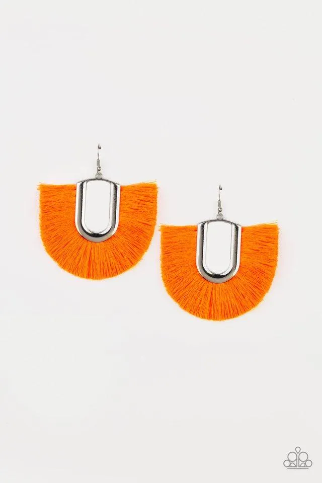 Paparazzi Earring ~ Tassel Tropicana - Orange