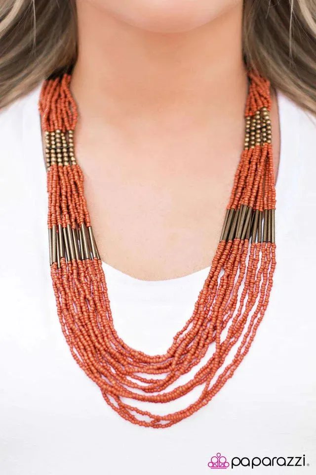 Paparazzi Necklace ~ Let It BEAD - Orange