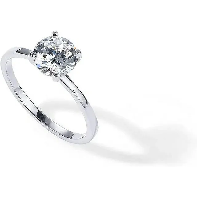 PAVOI 14K White Gold Plated Round Cut 1.5 CT Engagement Ring