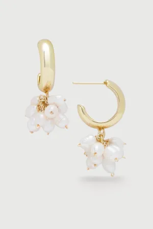 Pearl Cluster Hoop Earrings