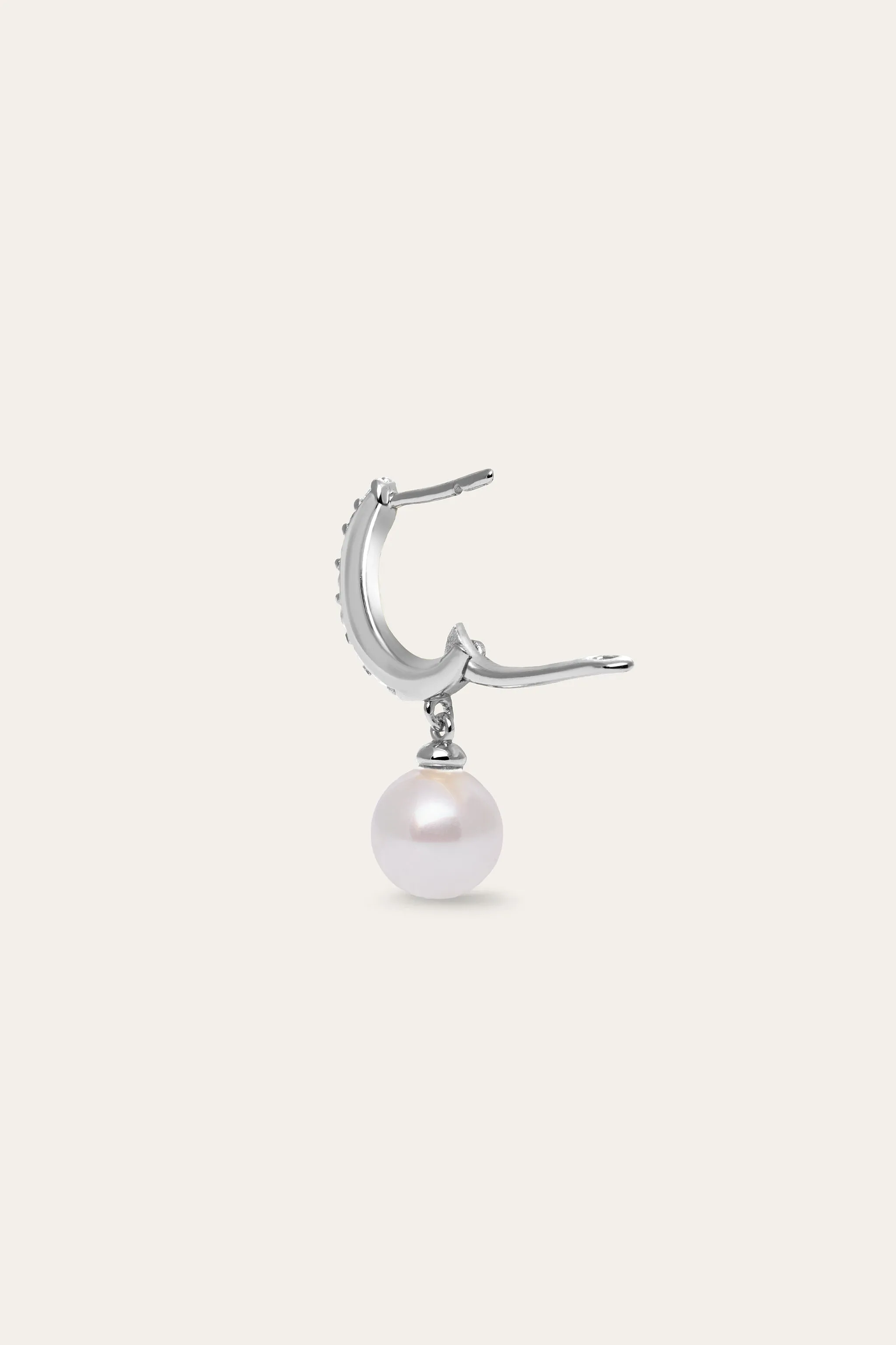 Pearl Essence charm drop silver earring