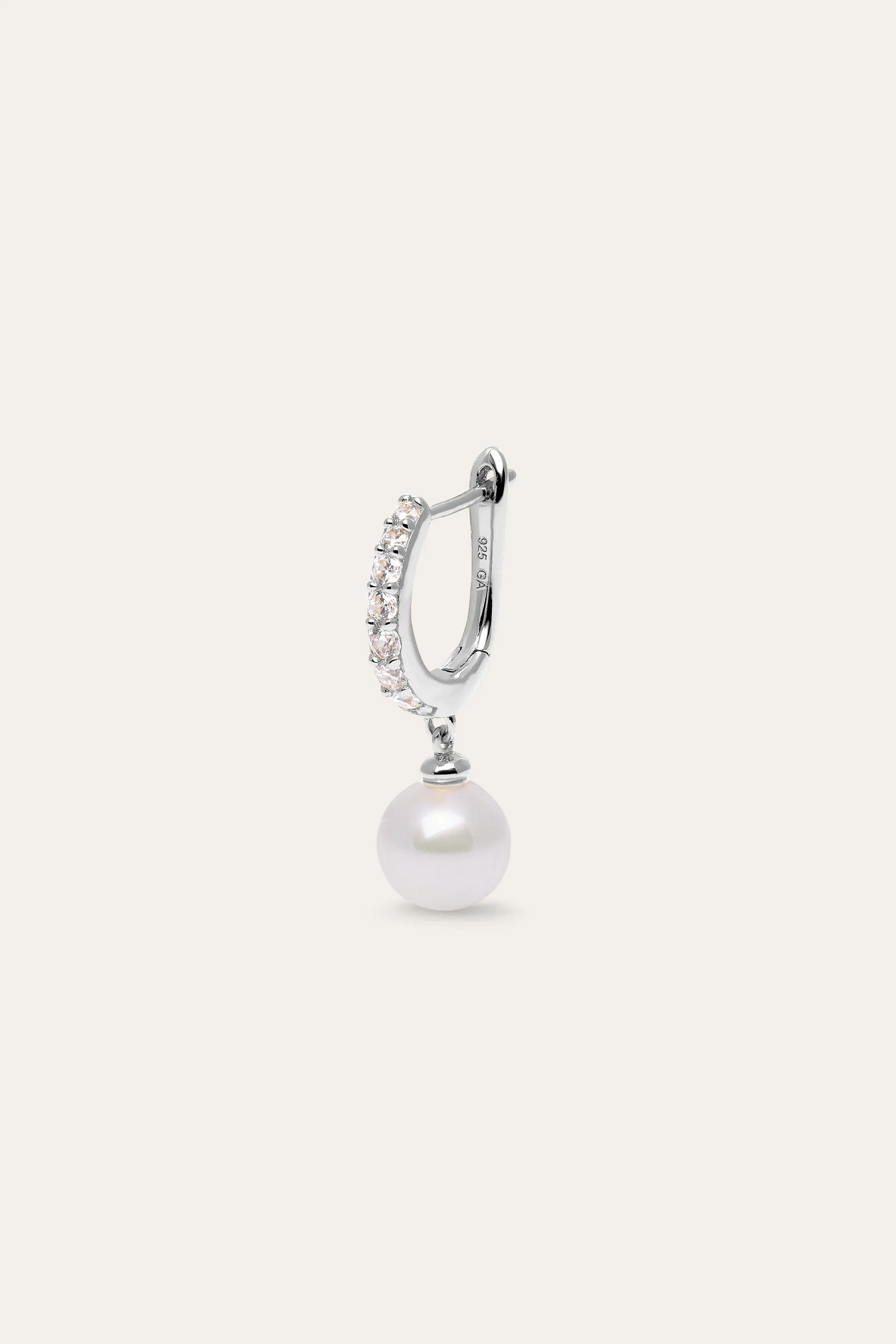 Pearl Essence charm drop silver earring