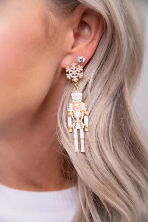 Pearl Studded Snowflake Nutcracker Earrings