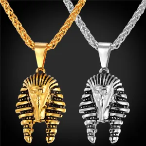 Pharaoh Stainless Steel/Gold Color Chain Necklace Pendant