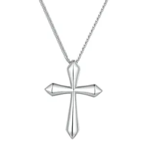 Platinum Plated 925 Solid Sterling Silver Classic Cross Pendant Crucifix Necklace Faithful For Women Girls