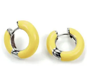 Pure Color Hoops - Yellow Enamel Earrings