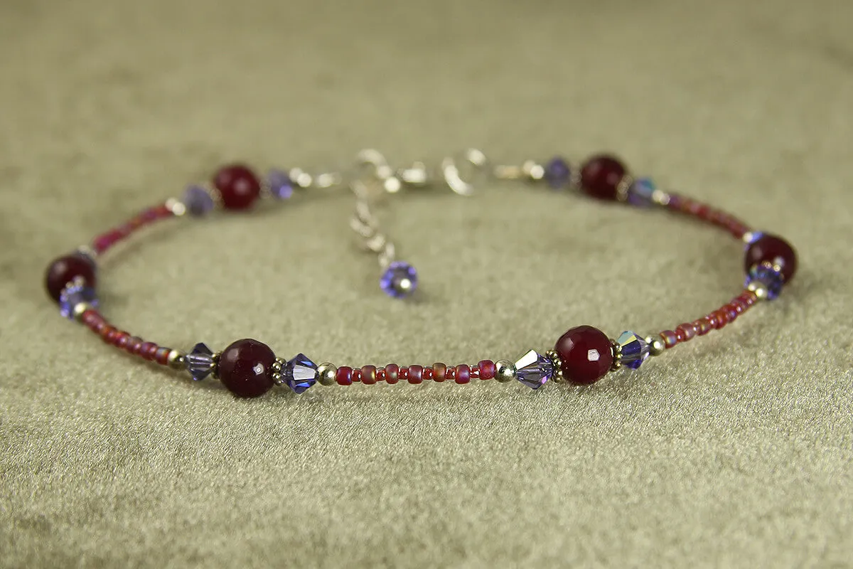 Purple Fire Agate Beaded Anklet