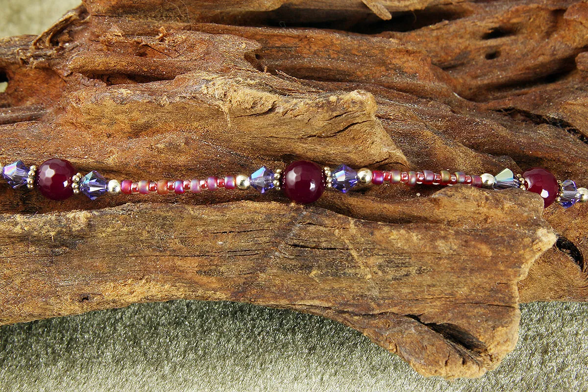 Purple Fire Agate Beaded Anklet