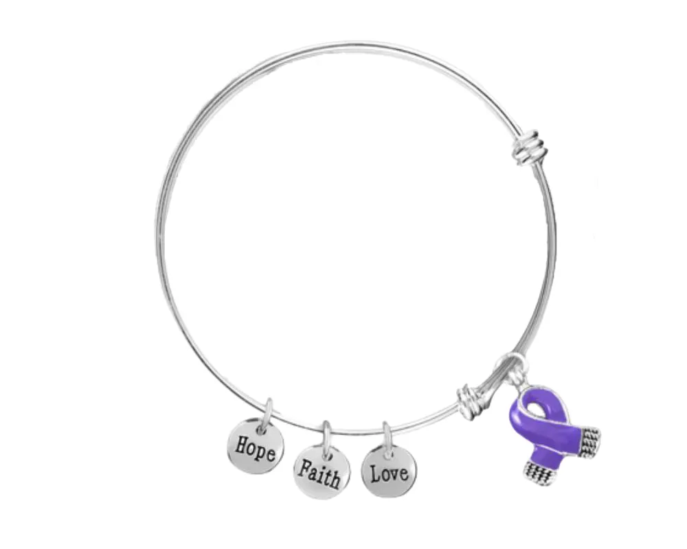 Purple Ribbon Charm Retractable Bracelets