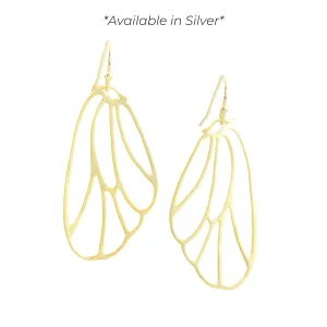 "L'Or" Matte Gold or Silver Filigree Cicada Wing Earrings