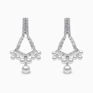 Raindrop 18K Gold Akoya Pearl and Diamond Dewdrop Earrings