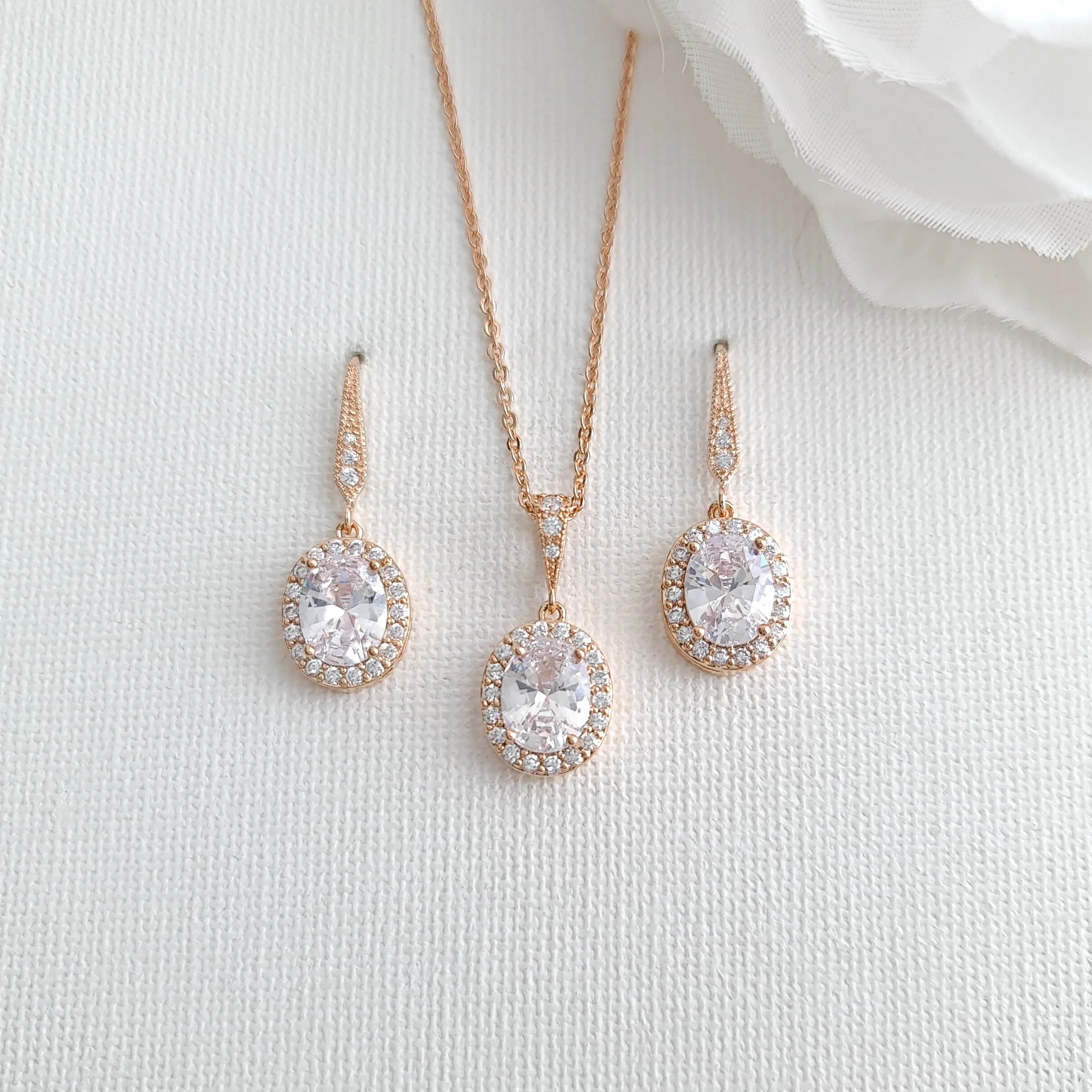 Rose Gold Bridesmaid Jewelry Set-Emily