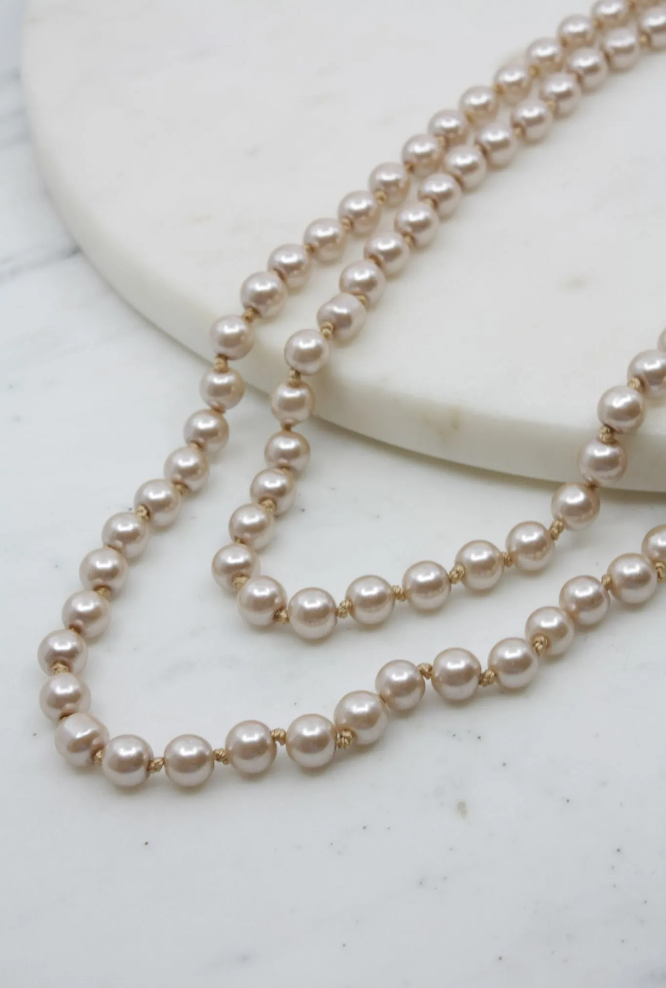 Rose Gold Layered Pearl Necklace