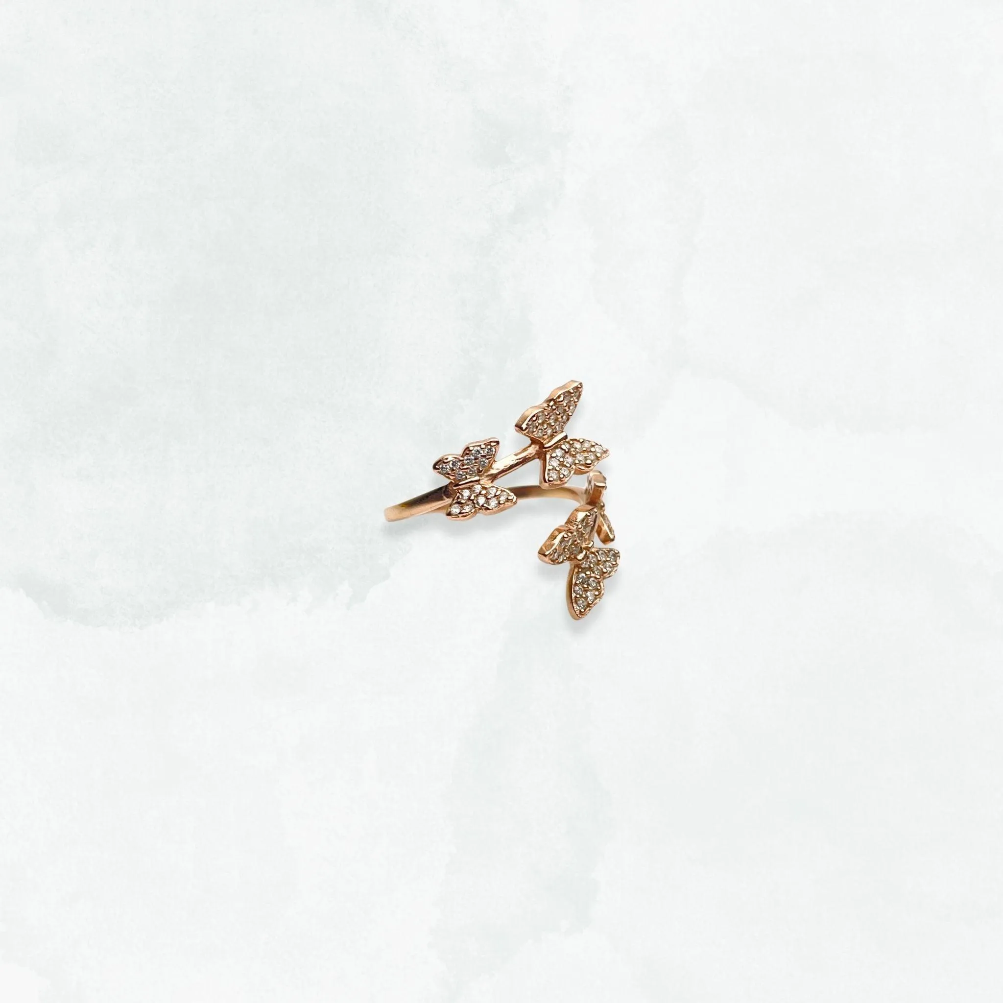 Rose gold Petal and Flutter Ring