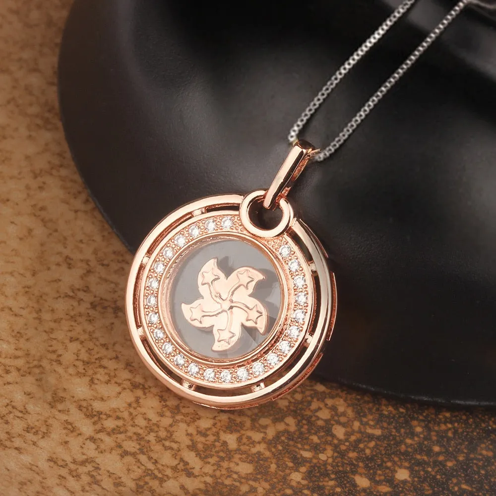 Rotatable Windmill Pendant Necklace AAA Cubic Zirconia Pave Gold Silver Color Crystal Necklace Jewelry