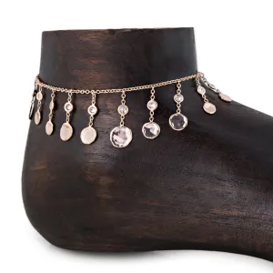 ROUND HAMMERED DISC DIAMOND SHAKER ANKLET