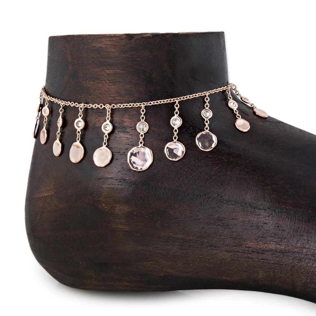 ROUND HAMMERED DISC DIAMOND SHAKER ANKLET