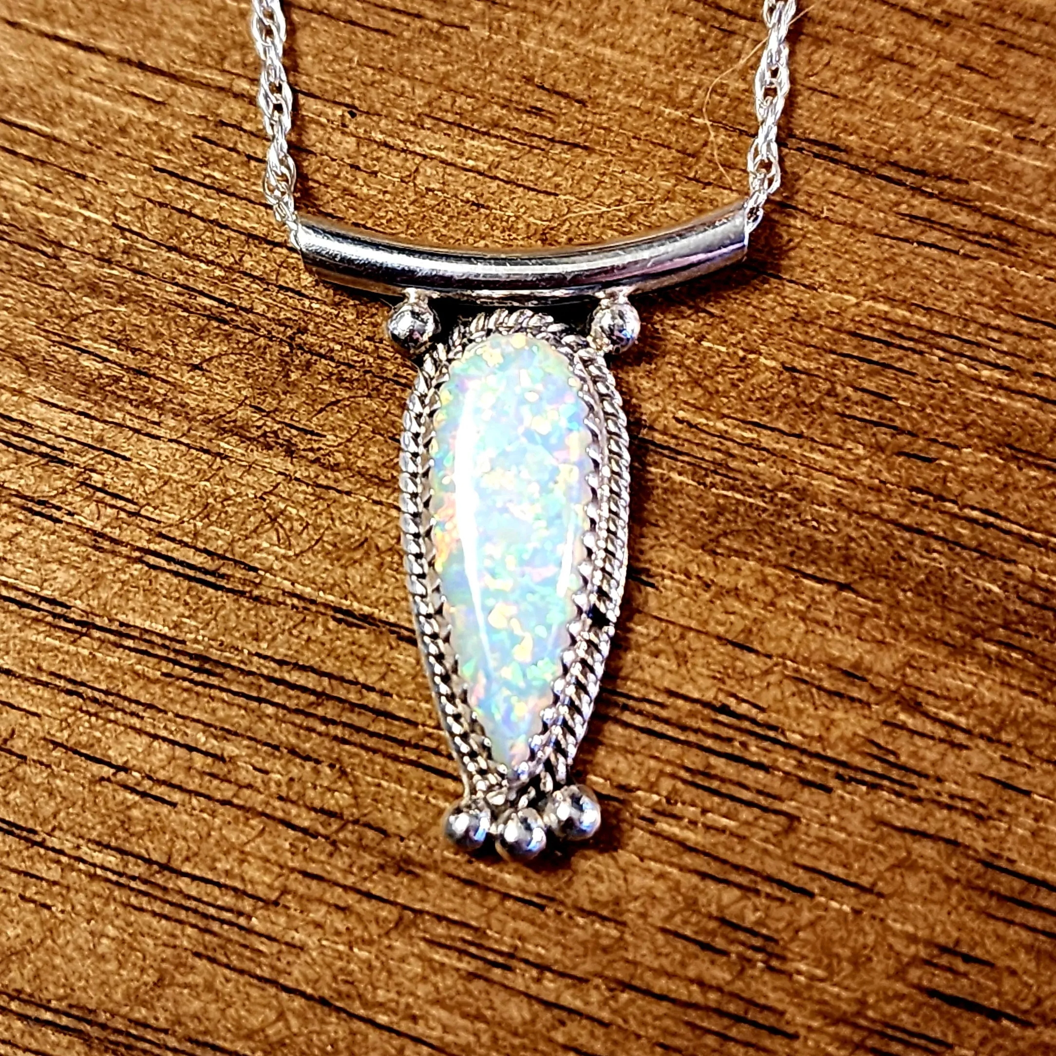 Shimmering Opal Pendant with Chain