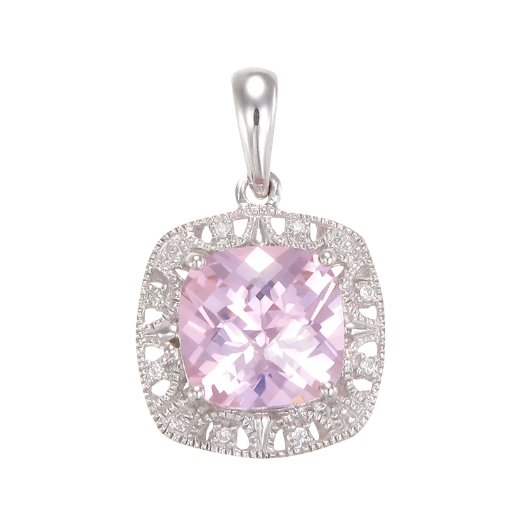 Shimmering Pink Pendant with Halo